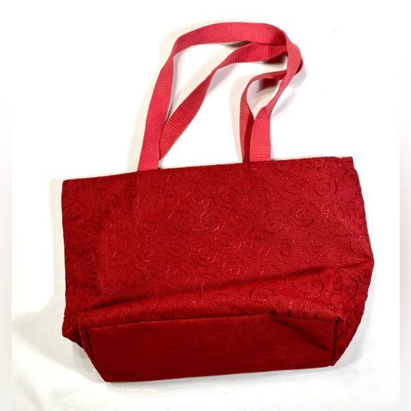 Jute Pocket Tote in Coral Red - Picture 3 of 12